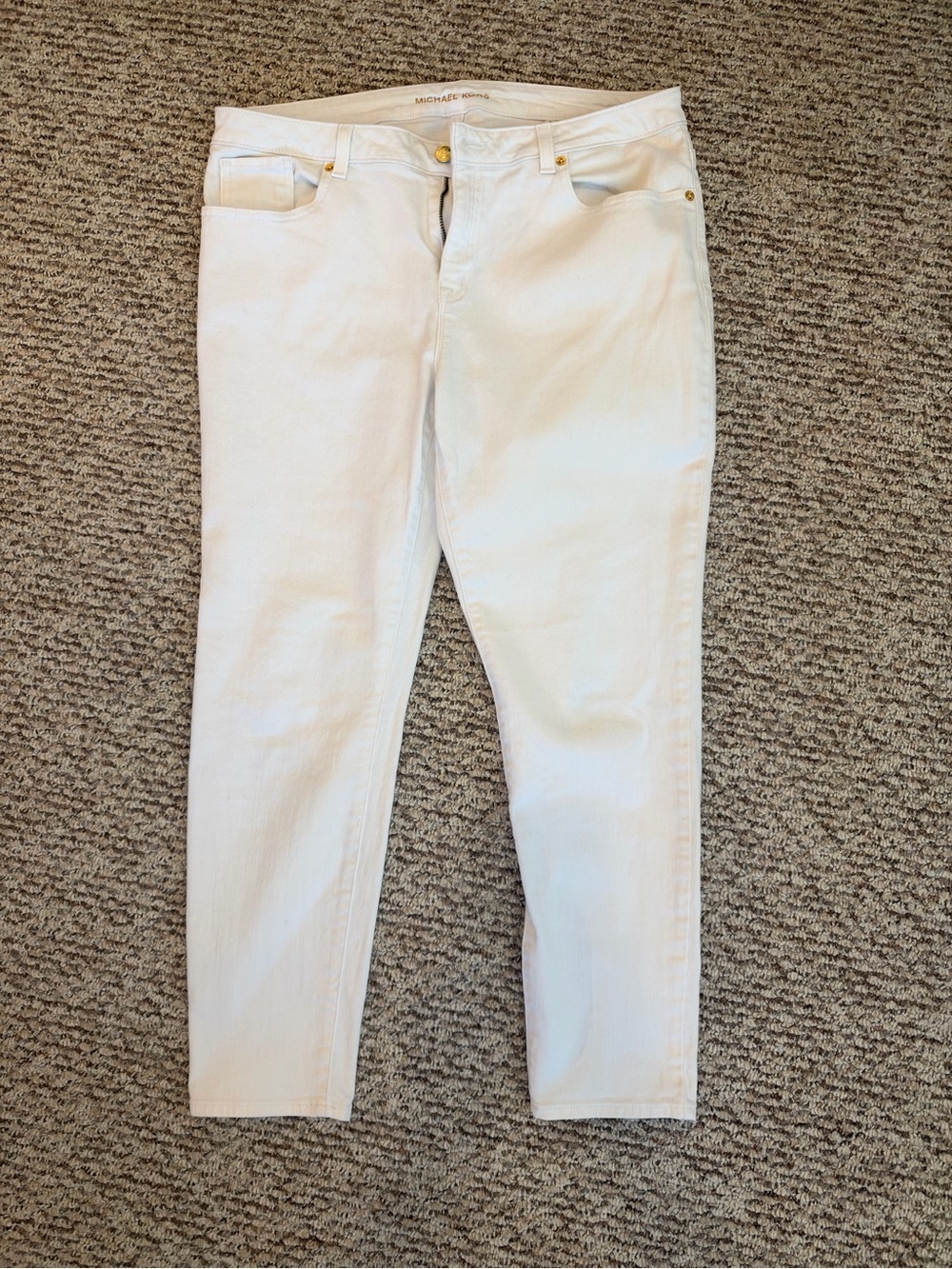 Michael Kors Women's Crisp White Skinny Jeans with Gold Hardware